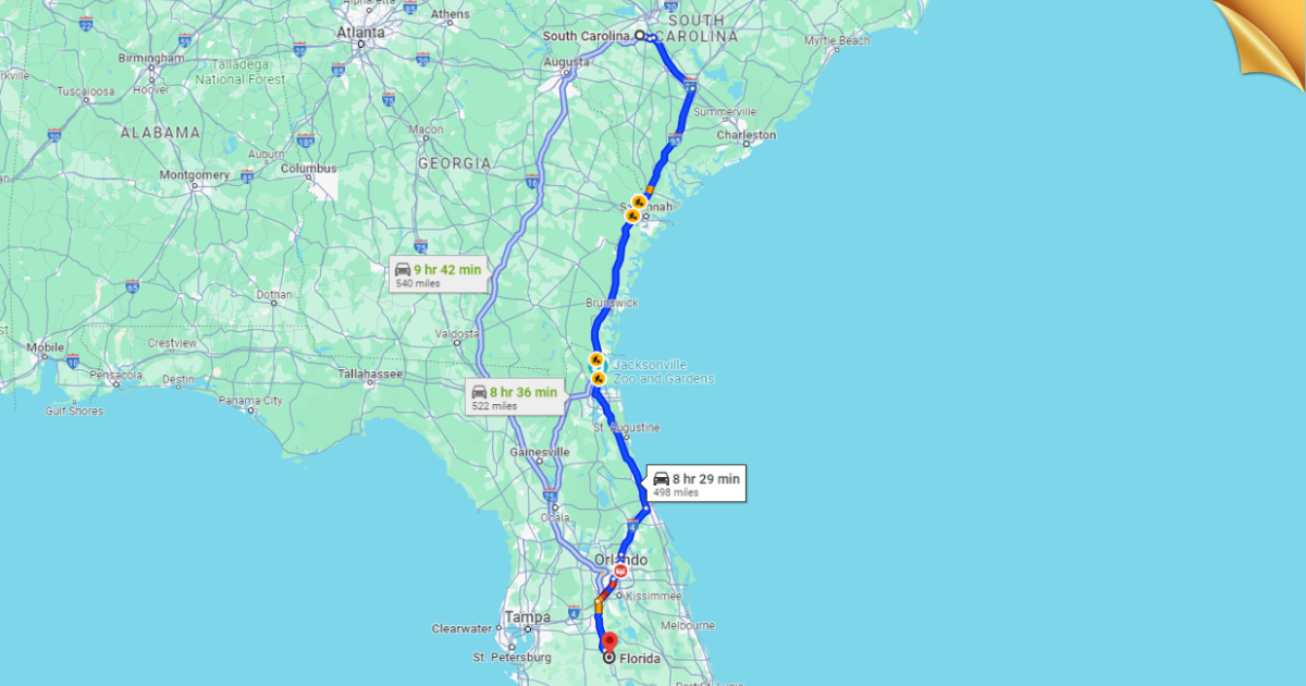 How Far Is South Carolina From Florida By Plane